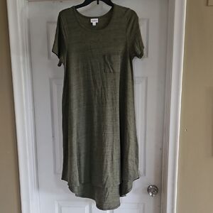 LuLaRoe Green / Black High Low Swing Dress Small